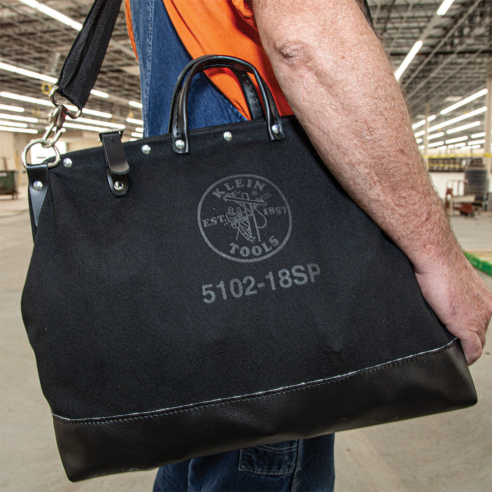 Deluxe Black Canvas Tool Bag, 18-Inch