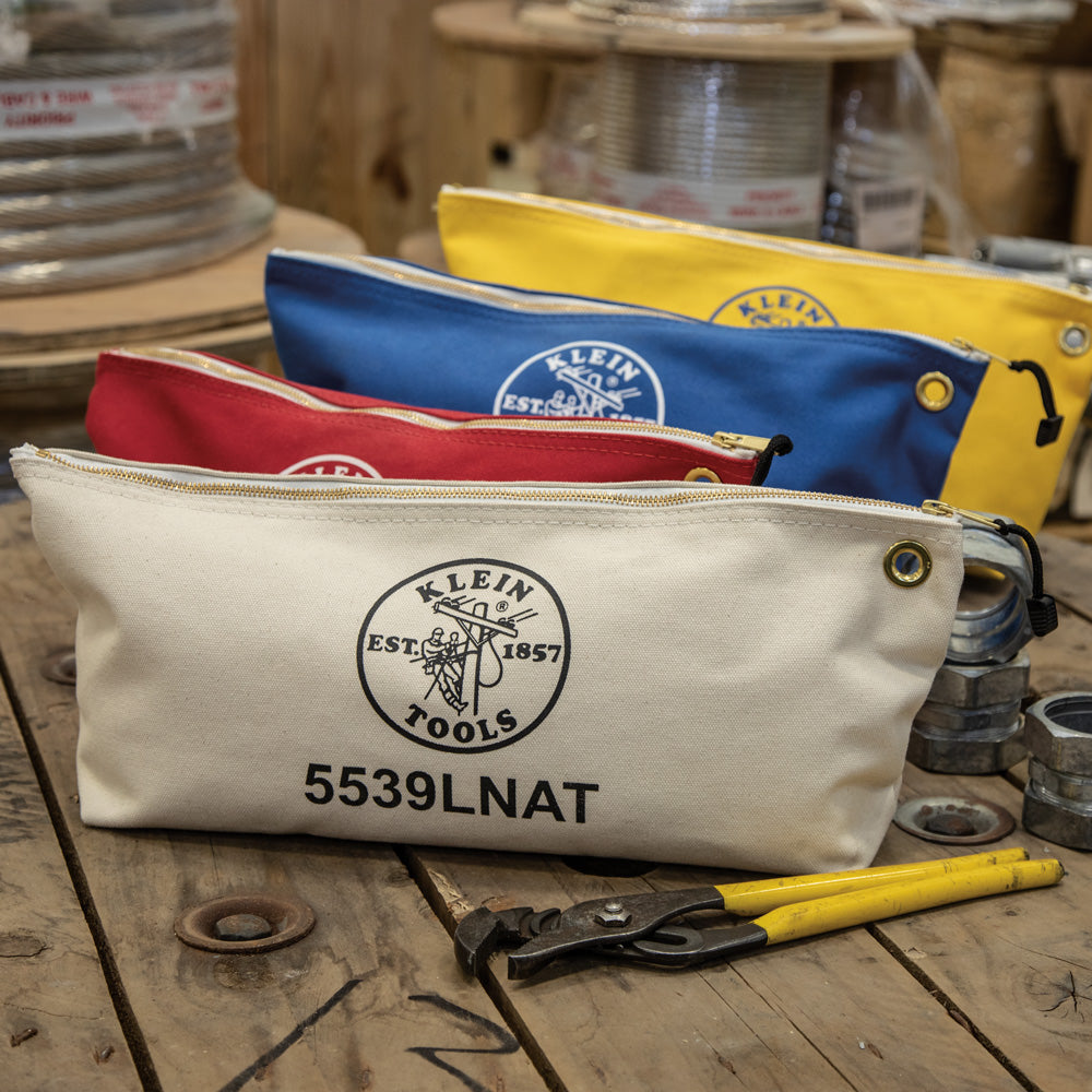 Canvas Zipper Pouch, 16-Inch Tool Bag Storage Organizer, Natural