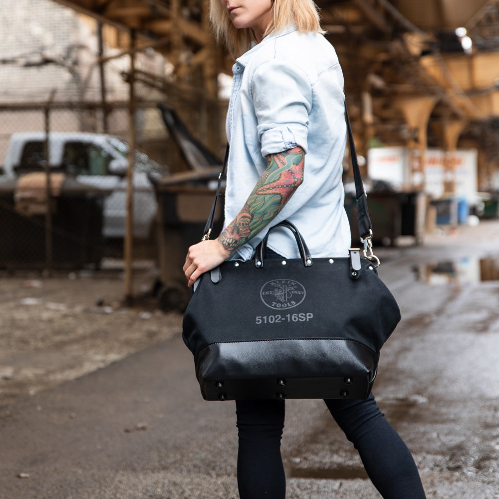 Deluxe Black Canvas Tool Bag, 16-Inch
