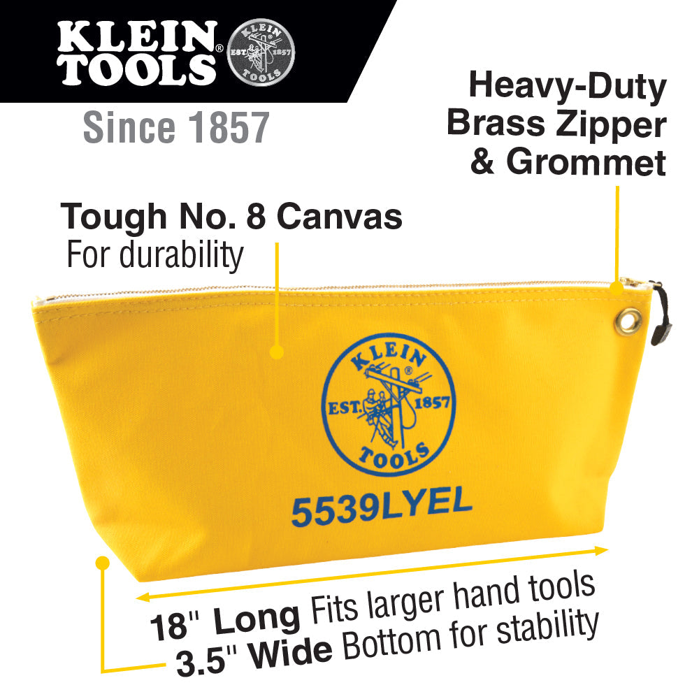 YEL Canvas Zipper Pouch, 16-Inch Tool Bag Storage Organizer, Yellow