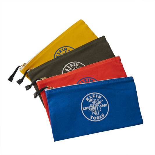 Utility Bag, Zipper Tool Bags in Olive, Orange, Blue, Yellow, 12.5-Inch Canvas, 4 Piece