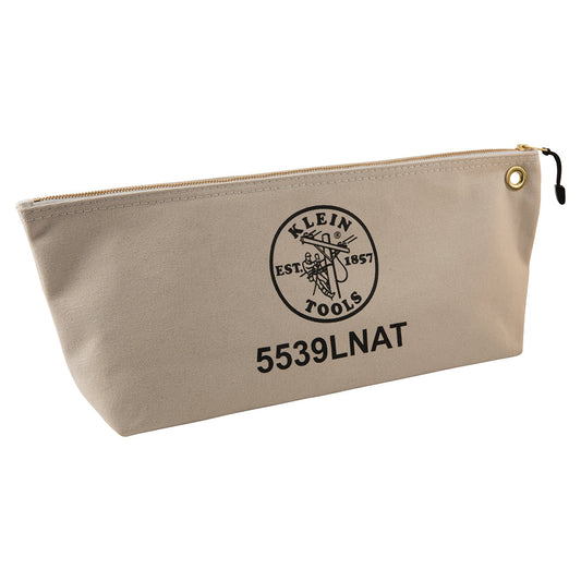 Canvas Zipper Pouch, 16-Inch Tool Bag Storage Organizer, Natural