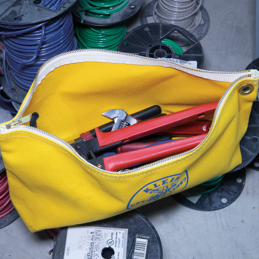 YEL Canvas Zipper Pouch, 16-Inch Tool Bag Storage Organizer, Yellow