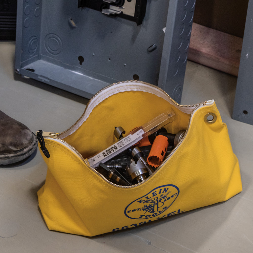 YEL Canvas Zipper Pouch, 16-Inch Tool Bag Storage Organizer, Yellow