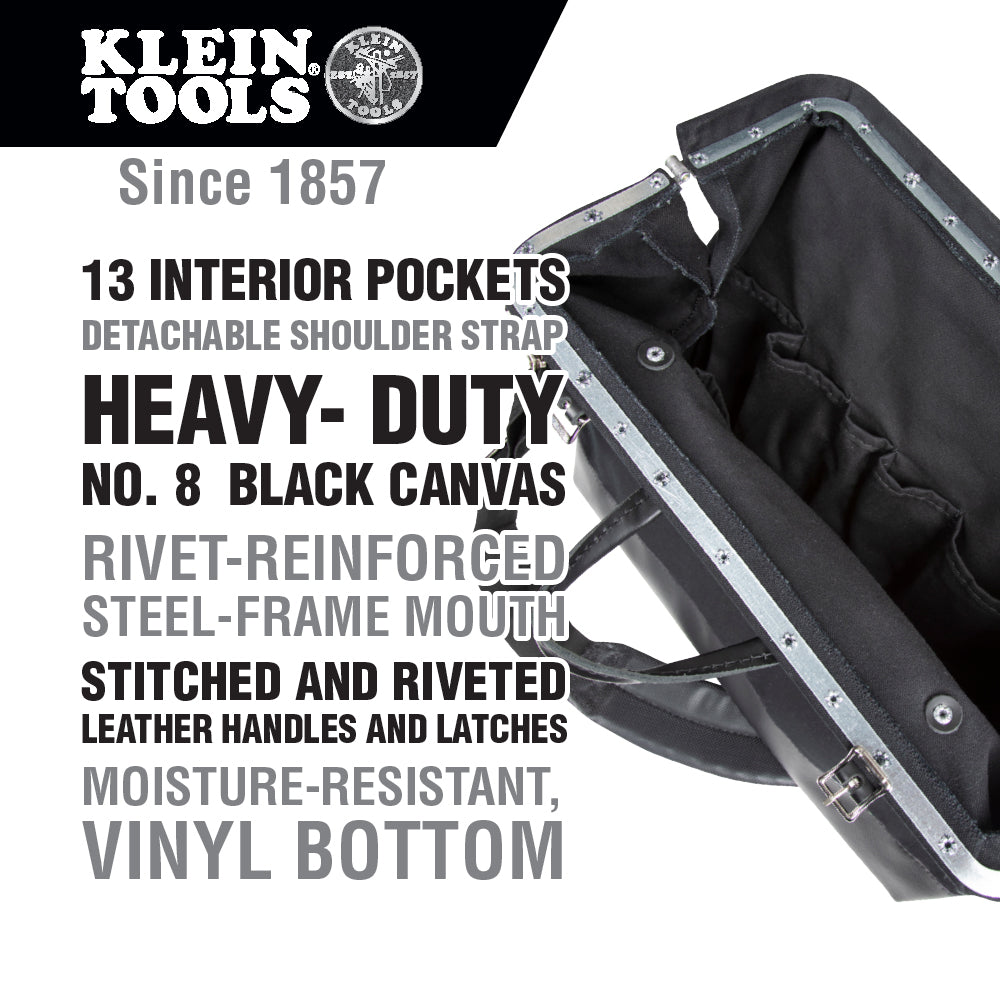 Deluxe Black Canvas Tool Bag, 18-Inch