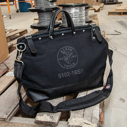 Deluxe Black Canvas Tool Bag, 16-Inch