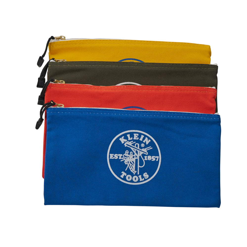 Utility Bag, Zipper Tool Bags in Olive, Orange, Blue, Yellow, 12.5-Inch Canvas, 4 Piece